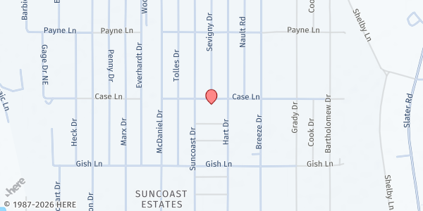 Map showing Suncoast Community Center at 2241 Case Ln., North Fort Myers, FL