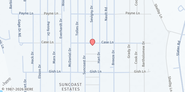 Map showing SUNCOAST NEIGHBORHOOD TASKFORCE, INC at 2241 Case Ln., North Fort Myers, FL