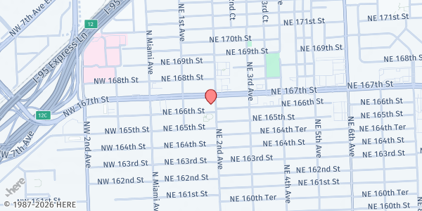 Map showing True Gospel at 171 NE 166th St, North Miami Beach, FL