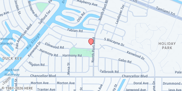 Map showing Gene Matthews Boys & Girls Club at 6851 South Biscayne Drive, North Port, FL