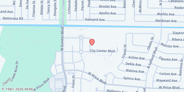 Map showing George Mullen Activity Center at 1602 Kramer Way, North Port, FL