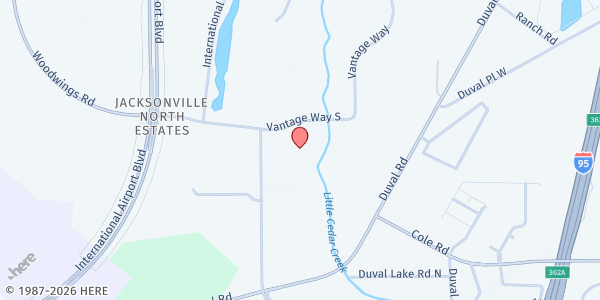 Map showing FARM SHARE INC - JACKSONVILLE at 1460 Vantage Way South, Northside, FL