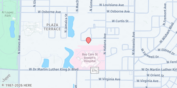 Map showing BayCare Community Food Clinic at 4600 North Habana Avenue, Northwest Tampa, FL
