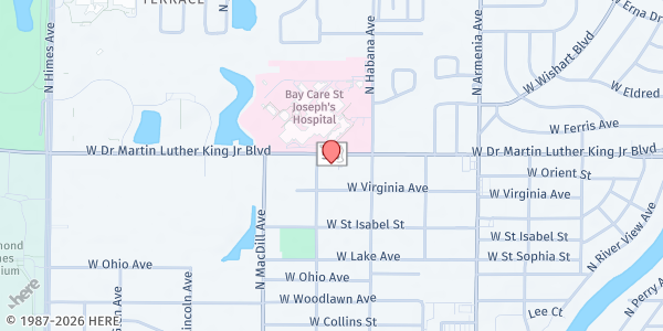 Map showing Bilingual Counseling of Florida - Northwest Tampa at 2814 West Martin Luther King Junior Boulevard, Northwest Tampa, FL