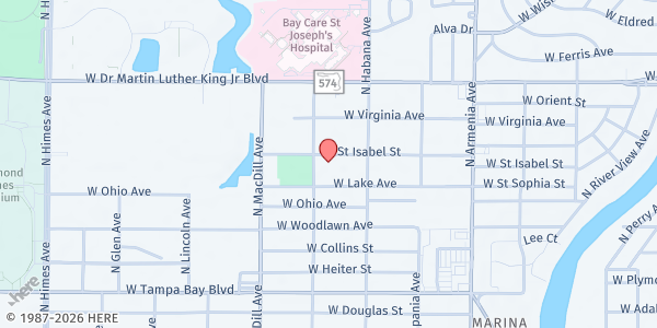 Map showing ST. VINCENT DE PAUL CARES - Northwest Tampa at 2810 West Saint Isabel Street, Northwest Tampa, FL