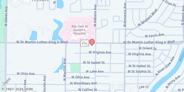 Map showing Tampa Family Health Center - Northwest Tampa at 2814 West Martin Luther King Junior Boulevard, Northwest Tampa, FL