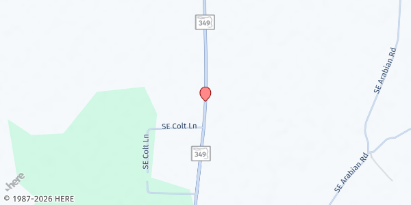 Map showing O'Brien Baptist Emergency Food Pantry at State Road 349, O'Brien, FL