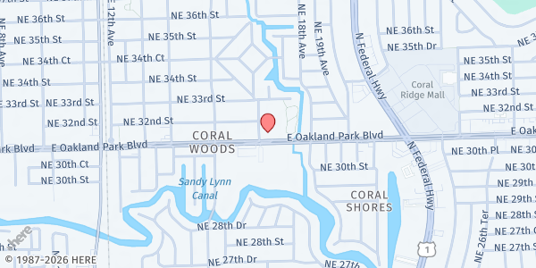 Map showing Blessed Sacrament at 1701 E Oakland Park Blvd, Oakland Park, FL