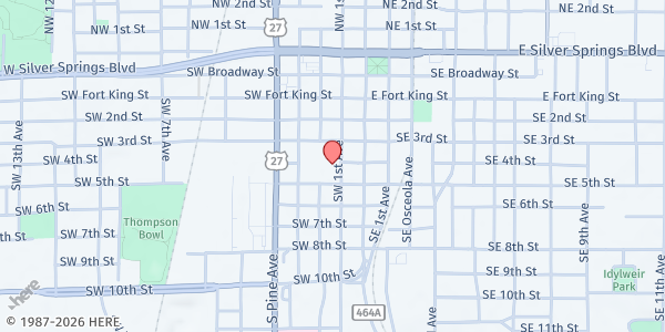 Map showing ACCESS Central Mail Center at P O Box 1170, Ocala, FL