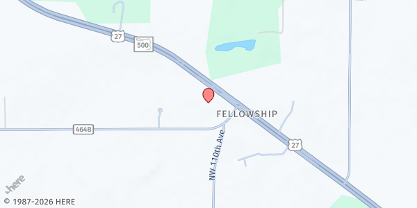Map showing Fellowship Baptist Church at 10500 US-27, Ocala, FL