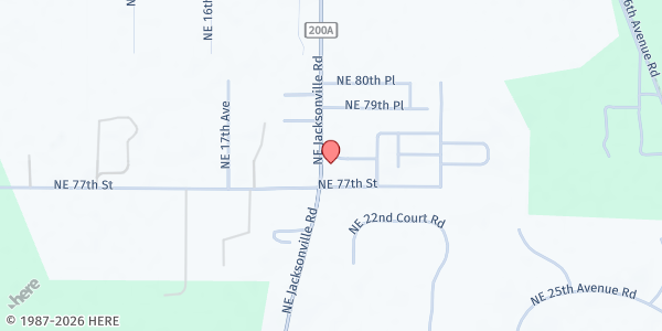 Map showing HIS COMPASSION FOOD BANK at 2000 NE 78th St., Ocala, FL