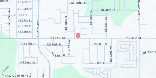 Map showing Life Tabernacle Ocala Church at 2940 NE 35th St., Ocala, FL