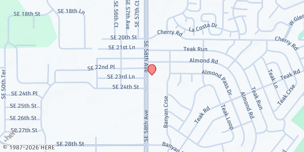 Map showing Ministerio Evangelistico La Hora Del Avivamiento Inc at 2275 SE 58th Avenue, Ocala, FL