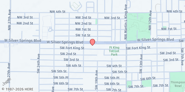 Map showing Saint City Church of God of the Apostolic Faith of Ocala Inc at 1926 W. Silver Springs Blvd., Ocala, FL