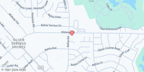 Map showing Shores Assembly of God at 206 Midway Rd., Ocala, FL