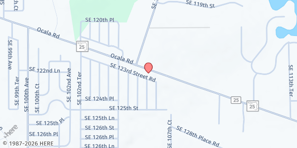 Map showing Sonshine Ministries Food Distribution Site at 10639 SE 123rd Street Road, Ocala, FL