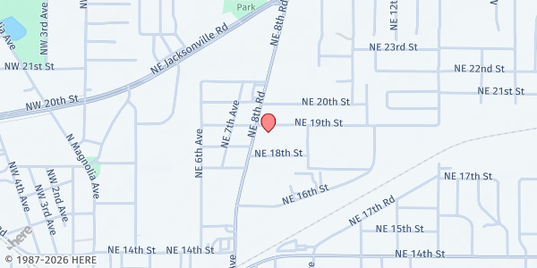 Map showing St. Mark's United Methodist Church at 1839 NE 8th Rd., Ocala, FL