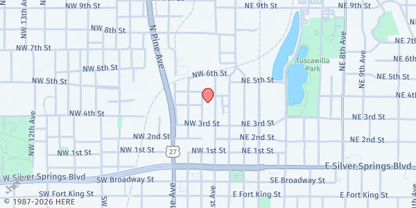 Map showing The Salvation Army - Ocala at 320 NW 1st Avenue, Ocala, FL