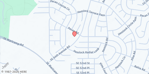 Map showing Wings of Faith Fellowship - Operation Compassion at 5066 SE 64th Ave. Rd., Ocala, FL