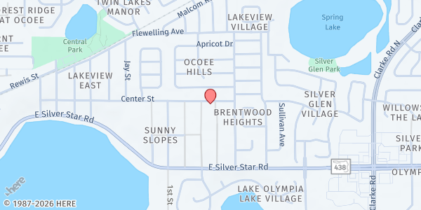 Map showing Ocoee Spanish SDA Church at 1209 E. Center St., Ocoee, FL