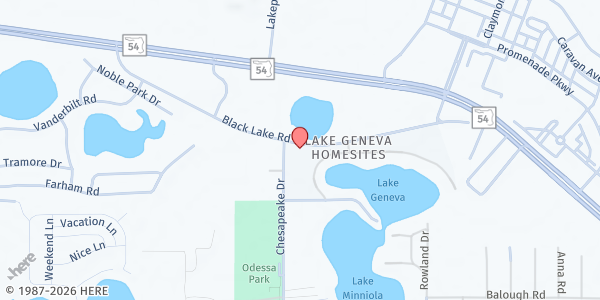 Map showing Messengers of Hope Mission at 14426 Black Lake Rd., Odessa, FL