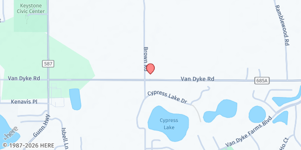 Map showing Paid In Full Christian Fellowship at 7509 Van Dyke Rd., Odessa, FL