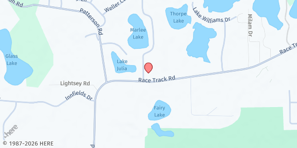 Map showing The Harbor Church at 15612 Race Track Road, Odessa, FL