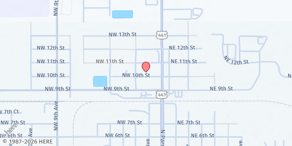 Map showing Church of God of Prophecy at 102 NW 10th St., Okeechobee, FL