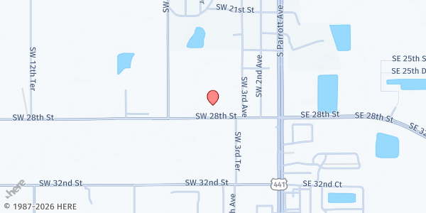 Map showing Okeechobee Church of the Nazarene at 425 SW 28th St., Okeechobee, FL