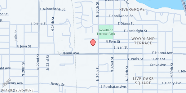 Map showing Cathedral of Faith Church Inc at 6304 North 30th Street, Old Seminole Heights, FL