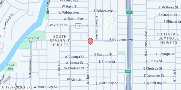 Map showing EPIC Tampa Fred B. Sieber Pantry at 4703 North Florida Avenue, Old Seminole Heights, FL