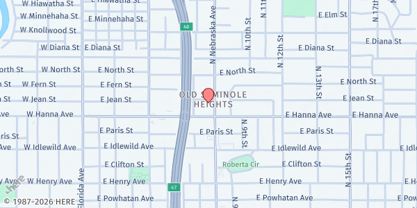 Map showing GRACEPOINT HOMELESS OUTREACH at 6220 North Nebraska Avenue, Old Seminole Heights, FL