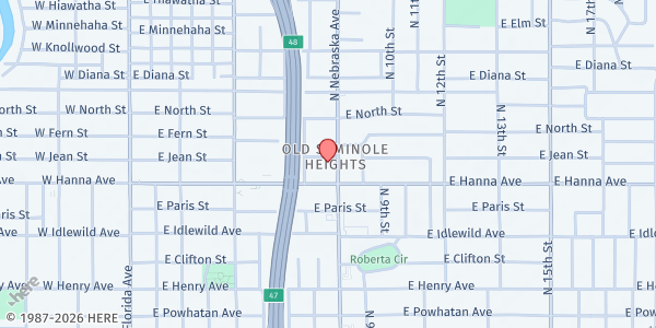 Map showing GRACEPOINT HOMELESS OUTREACH - Main Office at 6220 North Nebraska Avenue, Old Seminole Heights, FL