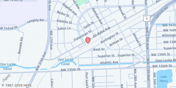 Map showing Health in the Hood at 490 Ali Baba Ave., Opa-Locka, FL