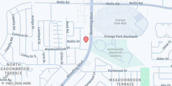 Map showing Calvary United Methodist Church at 112 Blanding Blvd., Orange Park, FL