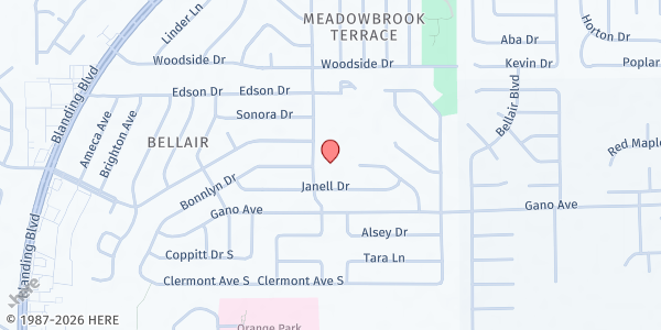 Map showing The Pentecostals of Orange Park at 530 Madeira Drive, Orange Park, FL