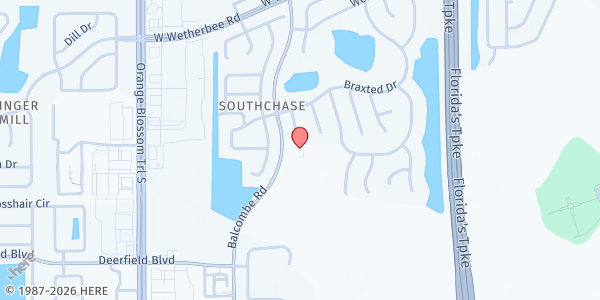 Map showing All Saints Lutheran Church at 12601 Balcombe Road, Orlando, FL