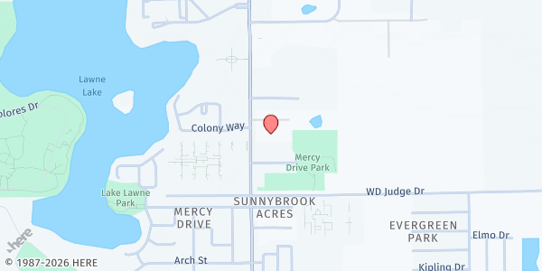 Map showing Beracah French SDA Church at 1517 Mercy Drive, Orlando, FL