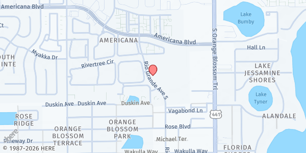 Map showing Bethel French Seventh-Day Adventist Church at 5431 Rio Grande Ave., Orlando, FL