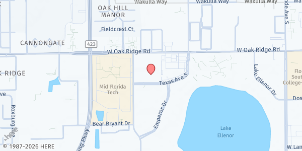 Map showing Calvario City Church at 2500 W. Oakridge Rd., Orlando, FL