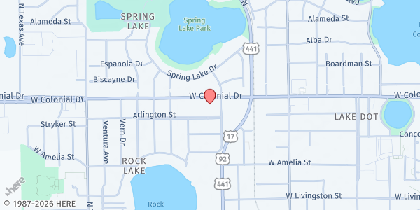 Map showing Central Florida Haven of Hope Ministries at 1310 W. Colonial Dr., Orlando, FL