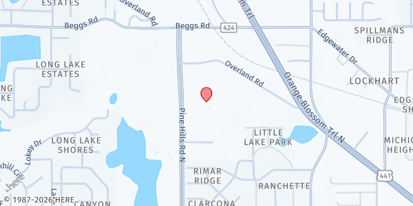 Map showing Christ Sanctified Church at 5717 N. Pine Hills Rd., Orlando, FL