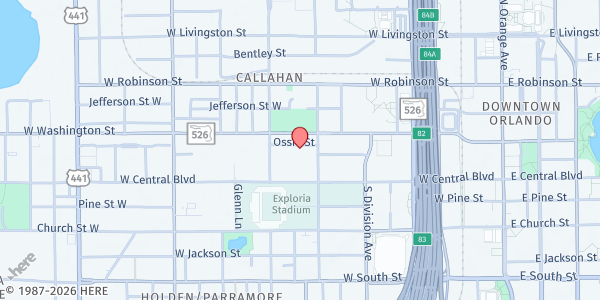 Map showing Coalition for the Homeless of Central Florida - Main Location at 18 N. Terry Ave., Orlando, FL