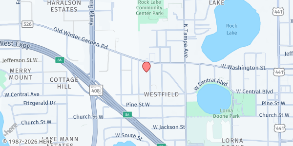 Map showing Covenant Builders Ministries Inc. at 44 Coburn Ave., Orlando, FL