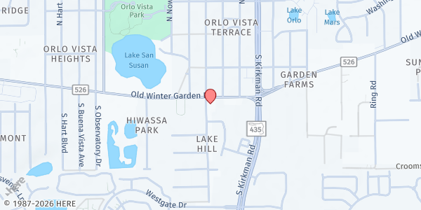 Map showing Eglise Evangelique de la Trinite at 301 S. Hudson St., Orlando, FL