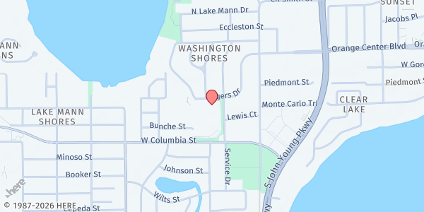 Map showing Episcopal Church of St. John the Baptist at 1000 Bethune Dr., Orlando, FL