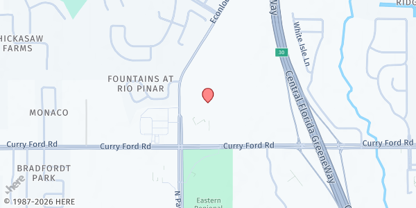 Map showing Faith Assembly - Curry Road Campus at 9307 Curry Ford Road, Orlando, FL