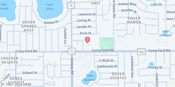 Map showing First United Church of Christ at 4605 Curry Ford Road, Orlando, FL