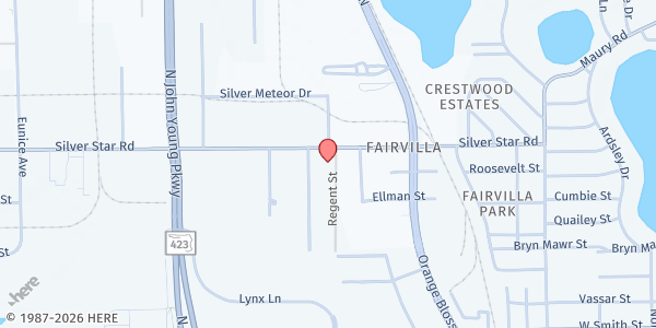 Map showing Fountains of Living Water Ministries at 2200 Silver Star Road, Orlando, FL