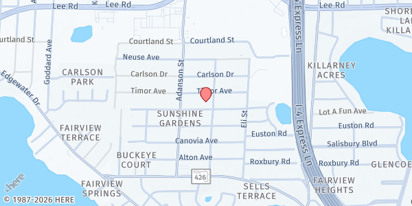 Map showing Free Methodist Church at 4810 Santee St., Orlando, FL